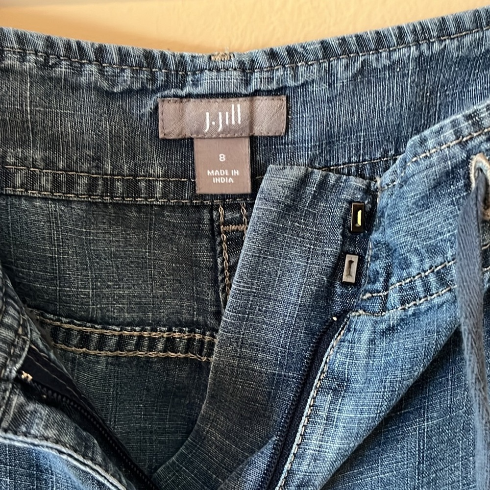 J Jill Chambray Cropped Pants Size 8 - Picture 3 of 5